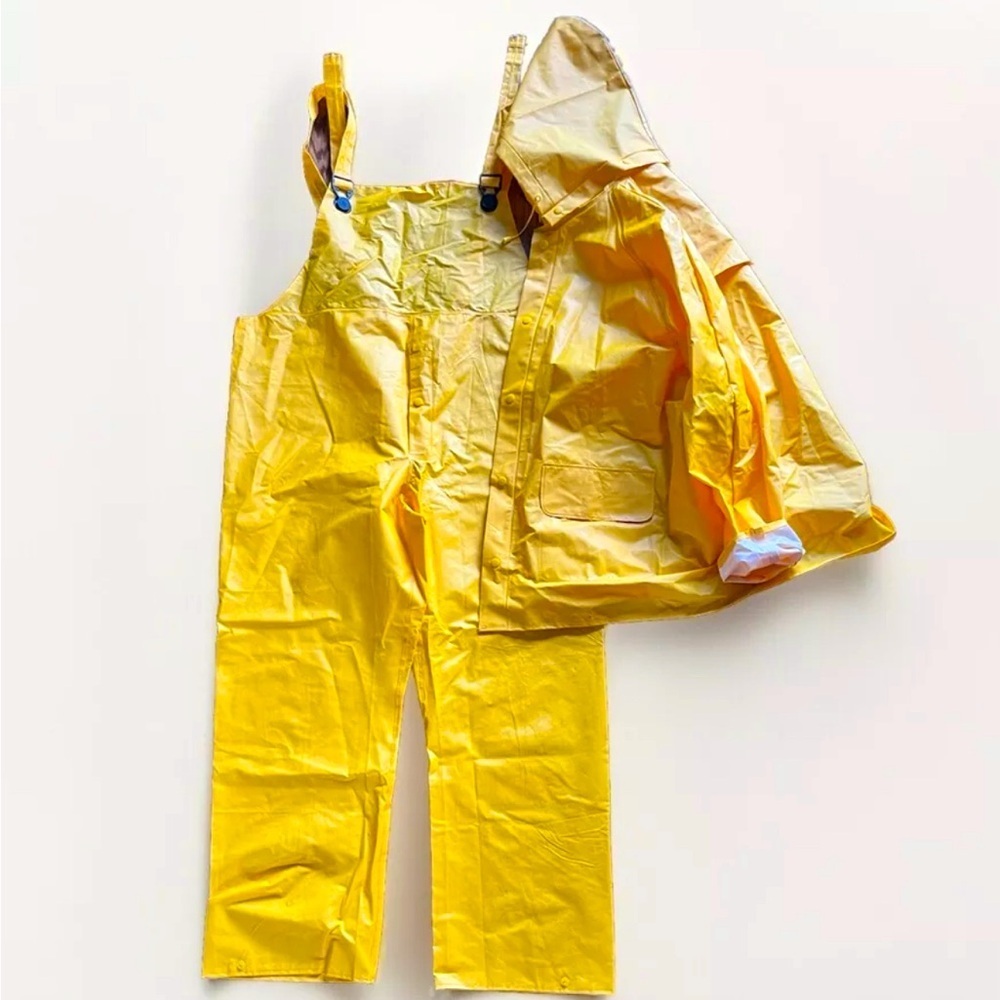 Arkon PVC Outdoors Fishing Rain Jacket Hooded Yellow Suit Waterproof Ove…